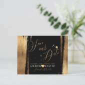PixDezines Faux Gold Brush Stroke Bewaar je date Briefkaart (Staand voorkant)