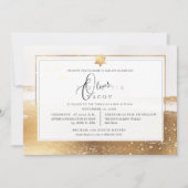 PixDezines FAUX GOLD BRUSHSTROKE Mitzvah Kaart (Voorkant)