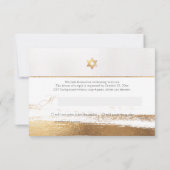 PixDezines Faux Gold Brustrokes Mitzvah ✡ RSVP Kaartje (Achterkant)