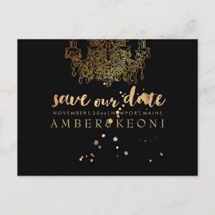 PixDezines Faux Gold Chadelier/bewaar onze datum Aankondigingskaart