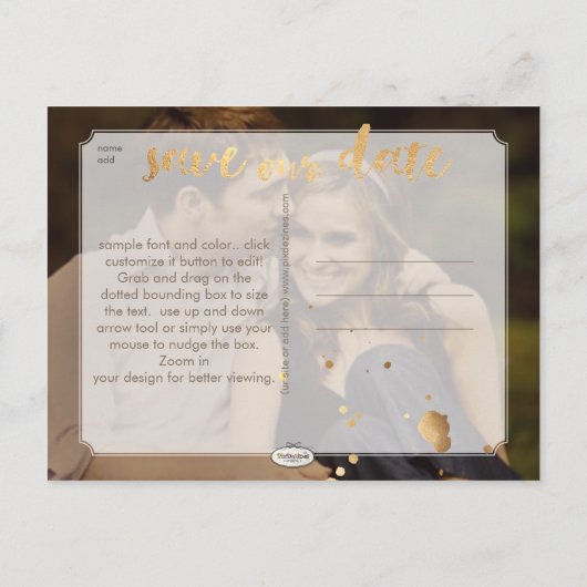 PixDezines Faux Gold Chadelier/bewaar onze datum Aankondigingskaart (Achterkant)