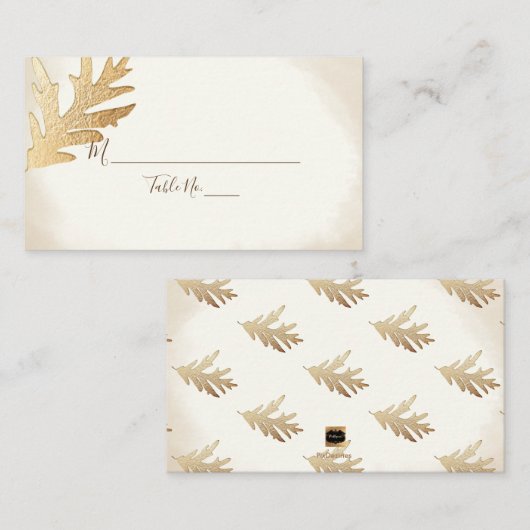PixDezines Faux Gold Charter Oak Leaf Escort Card Plaatskaartje (Voorkant / Achterkant)