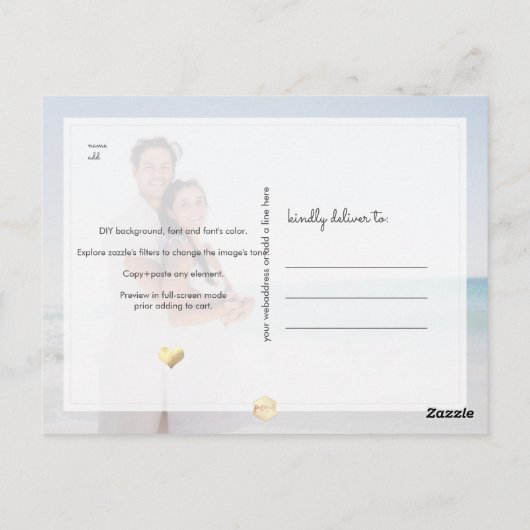 PixDezines Faux Gold Chic Script Save the Date Briefkaart (Achterkant)