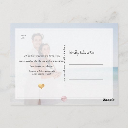 PixDezines Faux Gold Chic Script Save the Date Briefkaart (Achterkant)