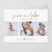 PixDezines Faux Gold Chic Script Save the Date Briefkaart (Voorkant)
