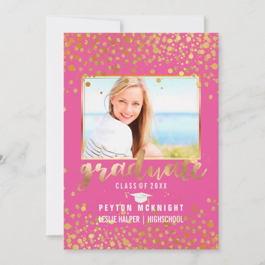 PixDezines Faux Gold Confetti Afstuderen Kaart (Voorkant)