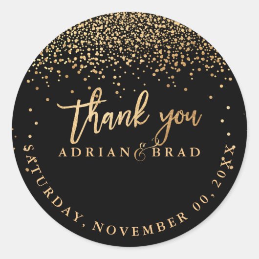 PixDezines Faux Gold Confetti | DIY-kleur Ronde Sticker (Voorkant)