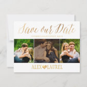 PixDezines Faux Gold Confetti/Hart/Opslagdatum Save The Date (Voorkant)