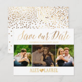 PixDezines Faux Gold Confetti/Hart/Opslagdatum Save The Date (Voorkant / Achterkant)