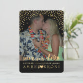 PixDezines Faux Gold Confetti/Hart/Opslagdatum Save The Date (Staand voorkant)