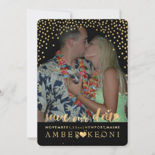 PixDezines Faux Gold Confetti/Hart/Opslagdatum Save The Date