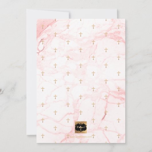 PixDezines Faux Gold Confetti+Marble Christening Kaart (Achterkant)