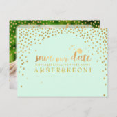 PixDezines faux gold/confetti/save datum/DIY kleur Aankondigingskaart (Voorkant / Achterkant)