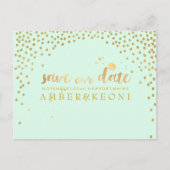 PixDezines faux gold/confetti/save datum/DIY kleur Aankondigingskaart (Voorkant)