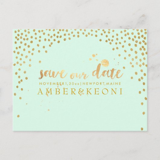 PixDezines faux gold/confetti/save datum/DIY kleur Aankondigingskaart (Voorkant)