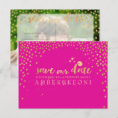 PixDezines faux gold/confetti/save datum/DIY kleur Aankondigingskaart (Voorkant / Achterkant)