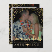 PixDezines faux gold/confetti/save datum/DIY kleur Aankondigingskaart (Voorkant / Achterkant)