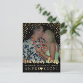 PixDezines faux gold/confetti/save datum/DIY kleur Aankondigingskaart (Staand voorkant)