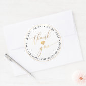 PixDezines FAUX GOLD, DANK U + HART Ronde Sticker (Envelop)