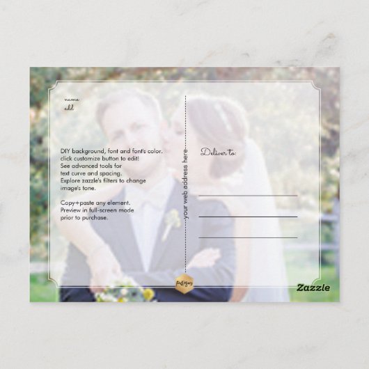 PixDezines Faux Gold Dank u / Luxe kalligrafie Briefkaart (Achterkant)