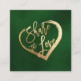 PixDezines Faux Gold Deel de Liefde Evergreen Vierkante Visitekaartje