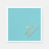 PixDezines Faux Gold, DIY Turquoise Bat Mitswa Servet (Voorkant)