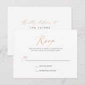 PixDezines Faux Gold Elegante Kalligrafie RSVP Uitnodiging Briefkaart (Voorkant / Achterkant)