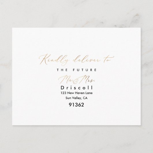PixDezines Faux Gold Elegante Kalligrafie RSVP Uitnodiging Briefkaart (Achterkant)
