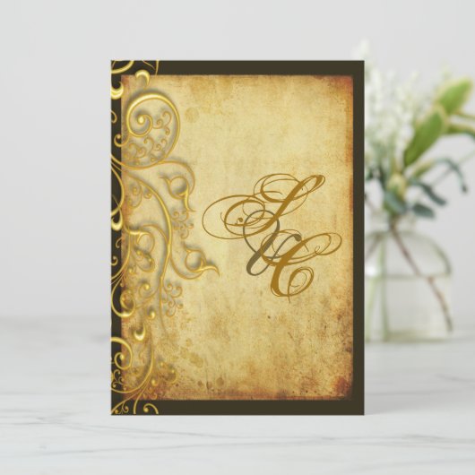 PixDezines  FAUX GOLD FILIGREE DIY GRORDER Kaart (Staand voorkant)