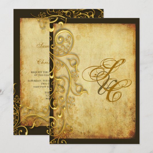 PixDezines  FAUX GOLD FILIGREE DIY GRORDER Kaart (Voorkant / Achterkant)