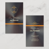 PixDezines Faux Gold Filigree+Pinstripes Monogram Visitekaartje (Voorkant / Achterkant)