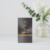 PixDezines Faux Gold Filigree+Pinstripes Monogram Visitekaartje (Staand voorkant)