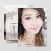 PixDezines Faux Gold Fun Font/Afstuderen foto Aankondigingskaart (Voorkant / Achterkant)