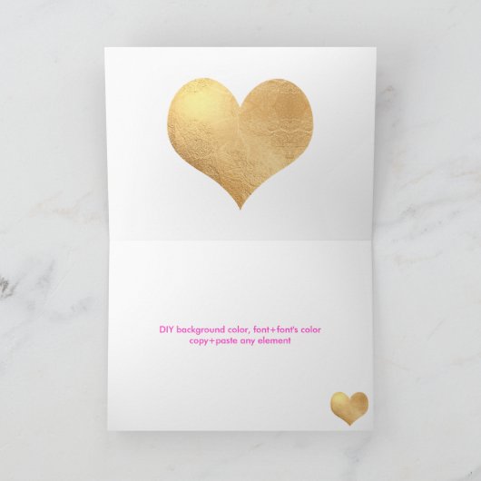 PixDezines Faux Gold Heart/DIY-bericht Kaart (Binnen)