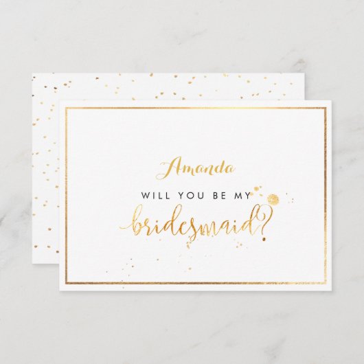 PixDezines Faux Gold, je wordt mijn bruidsmeisje Kaart (Voorkant / Achterkant)