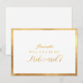 PixDezines Faux Gold, je wordt mijn bruidsmeisje Kaart (Voorkant / Achterkant)