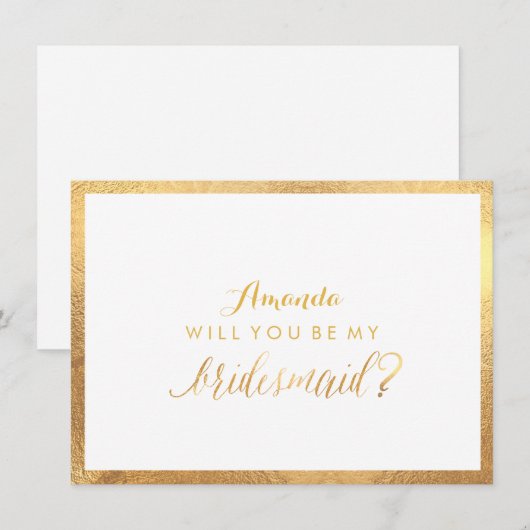 PixDezines Faux Gold, je wordt mijn bruidsmeisje Kaart (Voorkant / Achterkant)