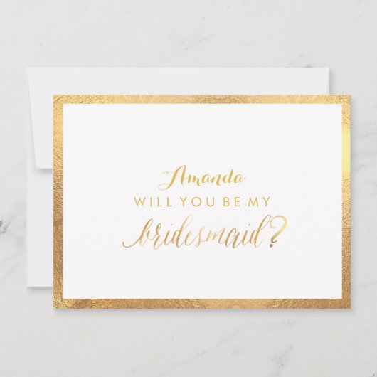 PixDezines Faux Gold, je wordt mijn bruidsmeisje Kaart (Voorkant)