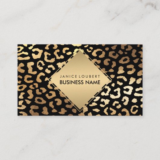 PixDezines Faux Gold Leopard Spots/DIY kleur Visitekaartje (Voorkant)