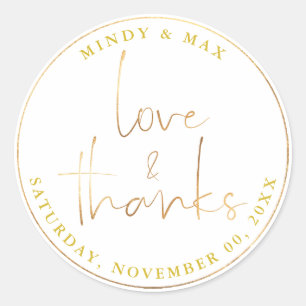 PixDezines FAUX GOLD LOVE+BEDANKT DIY COLOR Ronde Sticker