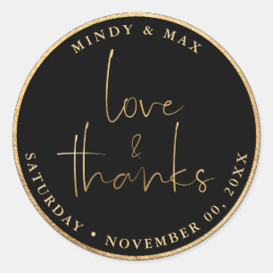 PixDezines FAUX GOLD LOVE+BEDANKT DIY-KLEUR Ronde Sticker