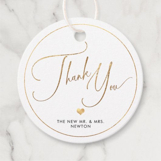 PixDezines Faux Gold Luxe Calligrafie Hartelijk da Bedankjes Labels (Voorkant)