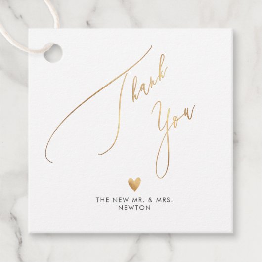 PixDezines Faux Gold Luxe Calligrafie Hartelijk da Bedankjes Labels (Voorkant)