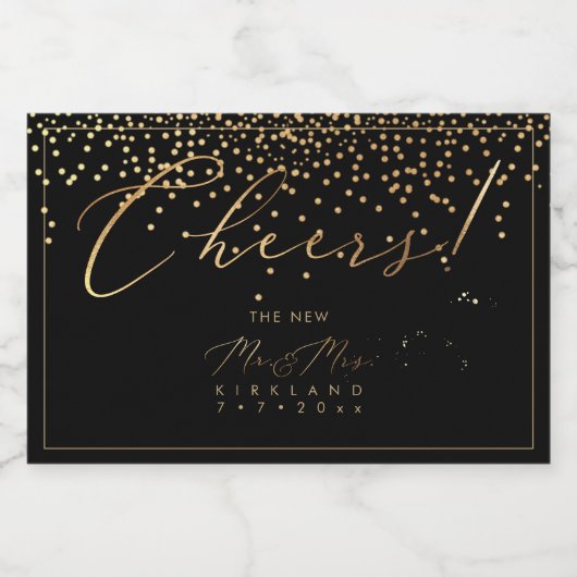 PixDezines Faux Gold Luxe Script Cheers Sparkling Wijnetiket (Enkel label)