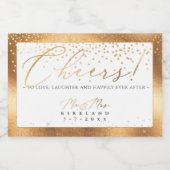 PixDezines Faux Gold Luxury Script Cheers+Confetti Sparkling Wijnetiket (Enkel label)
