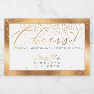 PixDezines Faux Gold Luxury Script Cheers+Confetti Sparkling Wijnetiket