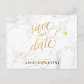 PixDezines Faux Gold/Marble/Red onze datum Briefkaart (Voorkant)