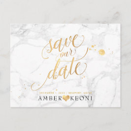 PixDezines Faux Gold/Marble/Red onze datum Briefkaart