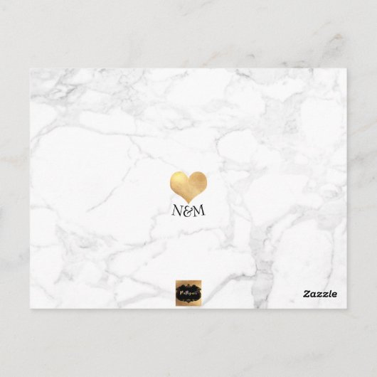 PixDezines Faux Gold/Marble/Save onze datum Briefkaart (Achterkant)