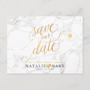 PixDezines Faux Gold/Marble/Save onze datum Briefkaart